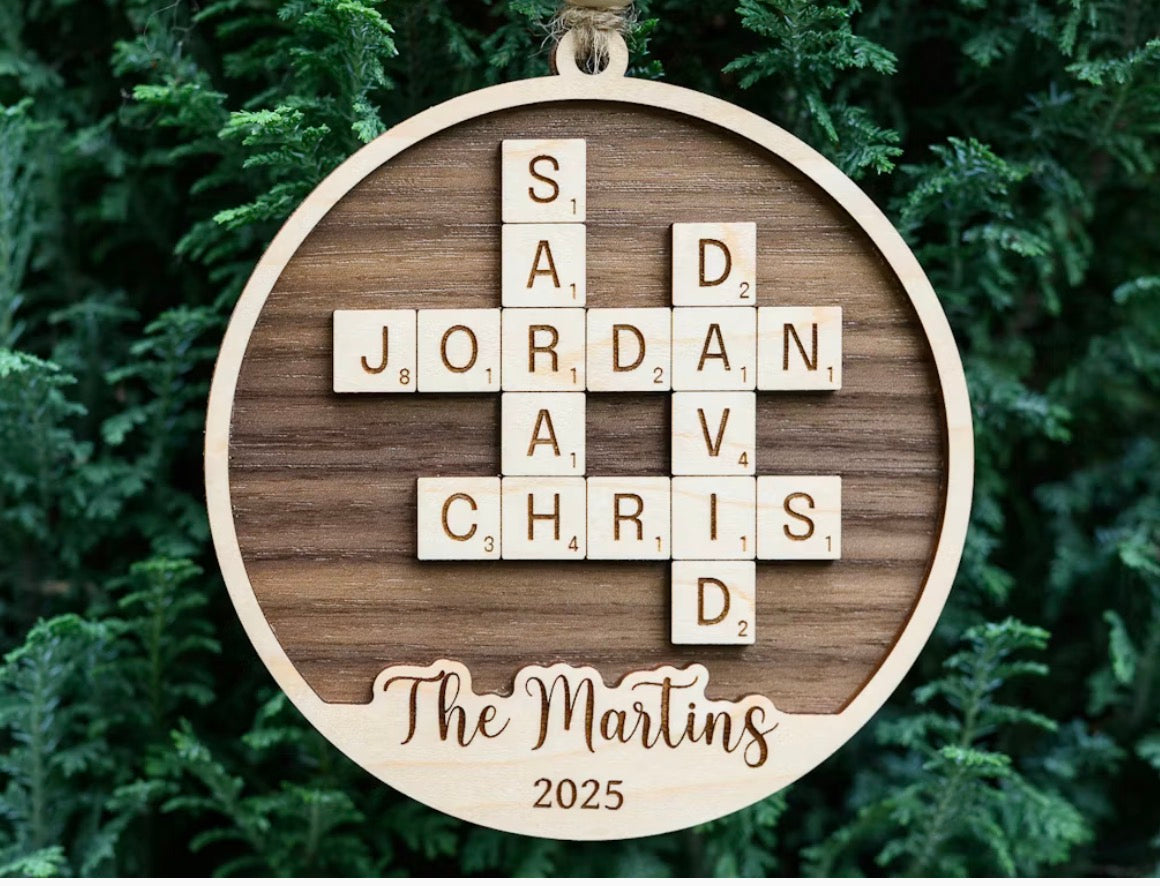 Family Crossword Name Ornament