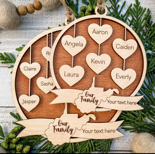 Customizable West Virginia Hanging Heart Ornament