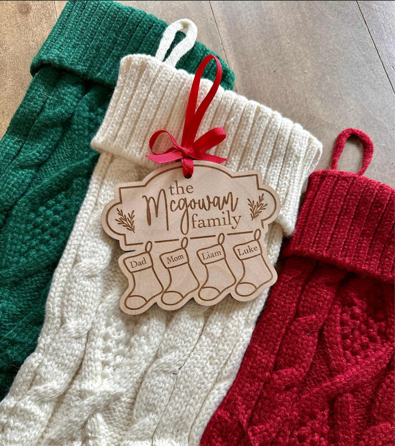 Customizable Family Christmas Stocking Ornament