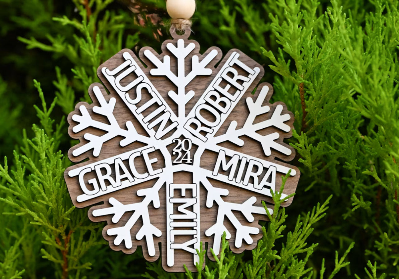 Customizable Snowflake Family Ornament