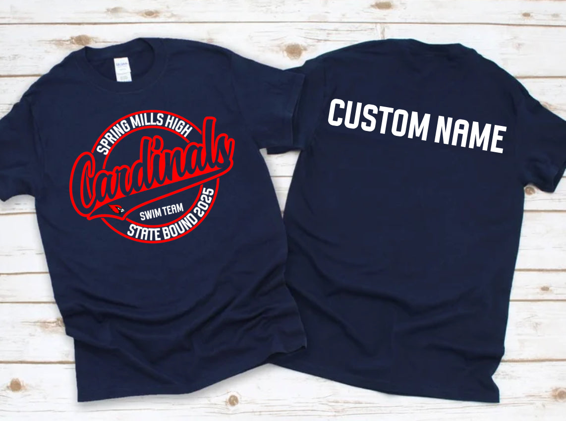 Spring Mills High School Swim Team with Cardinals Shirt