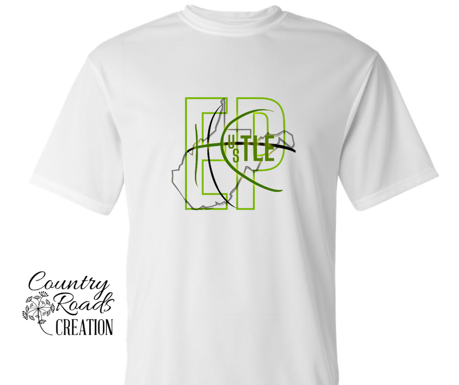 EP Hustle Basketball Shirt with State Outline