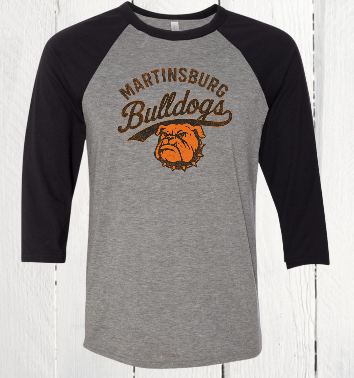 Martinsburg Bulldogs Retro Baseball Raglan