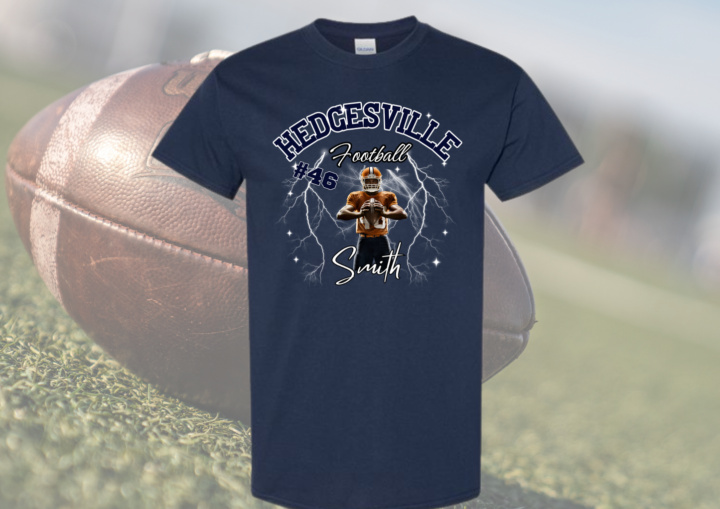Personalized Lightning Football Player Tee