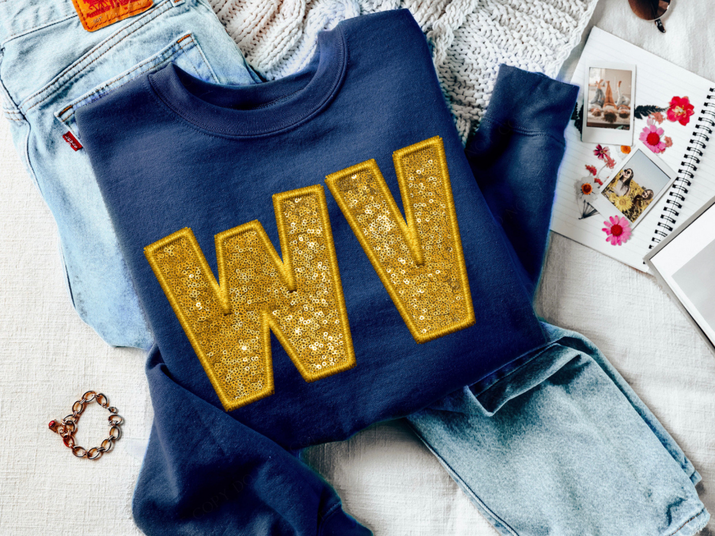 Faux Sequins and Embroidery WV Shirt