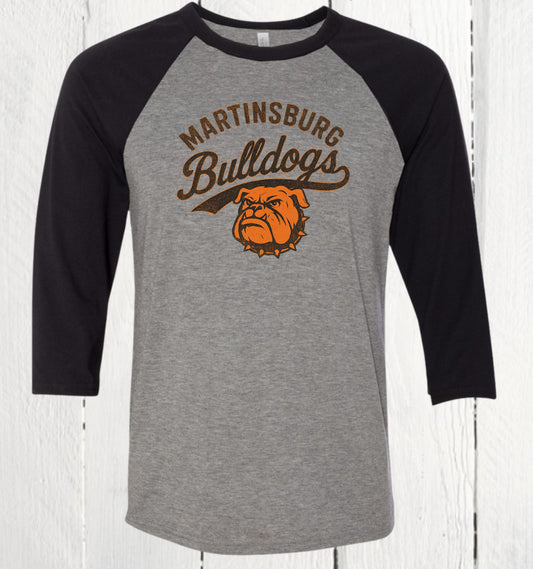Martinsburg Bulldogs Retro Baseball Raglan